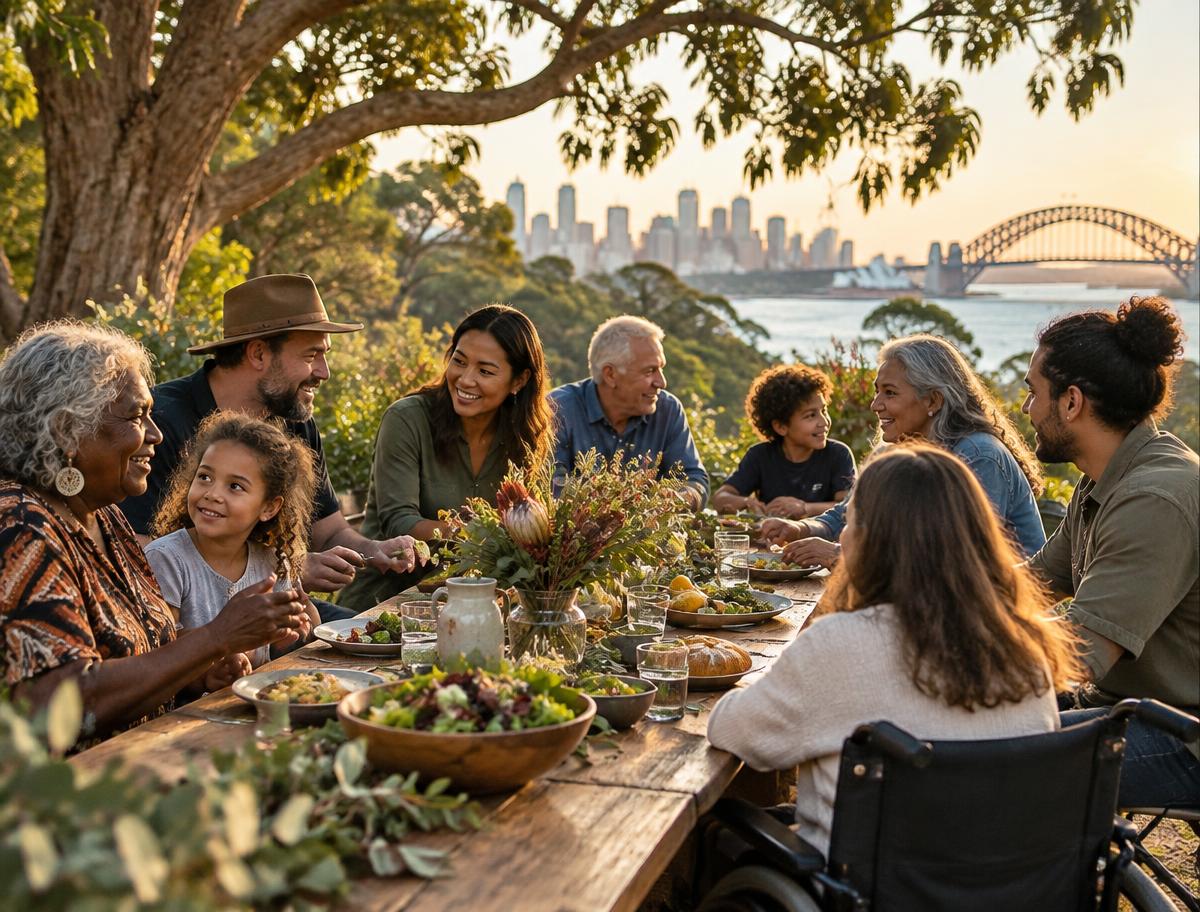An inclusive intergenerational community gathering outdoors